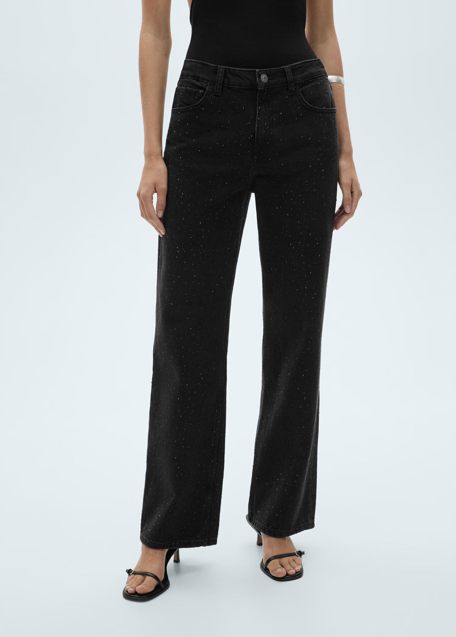 Straight Jeans with Rhinestone | Glitter Jeans