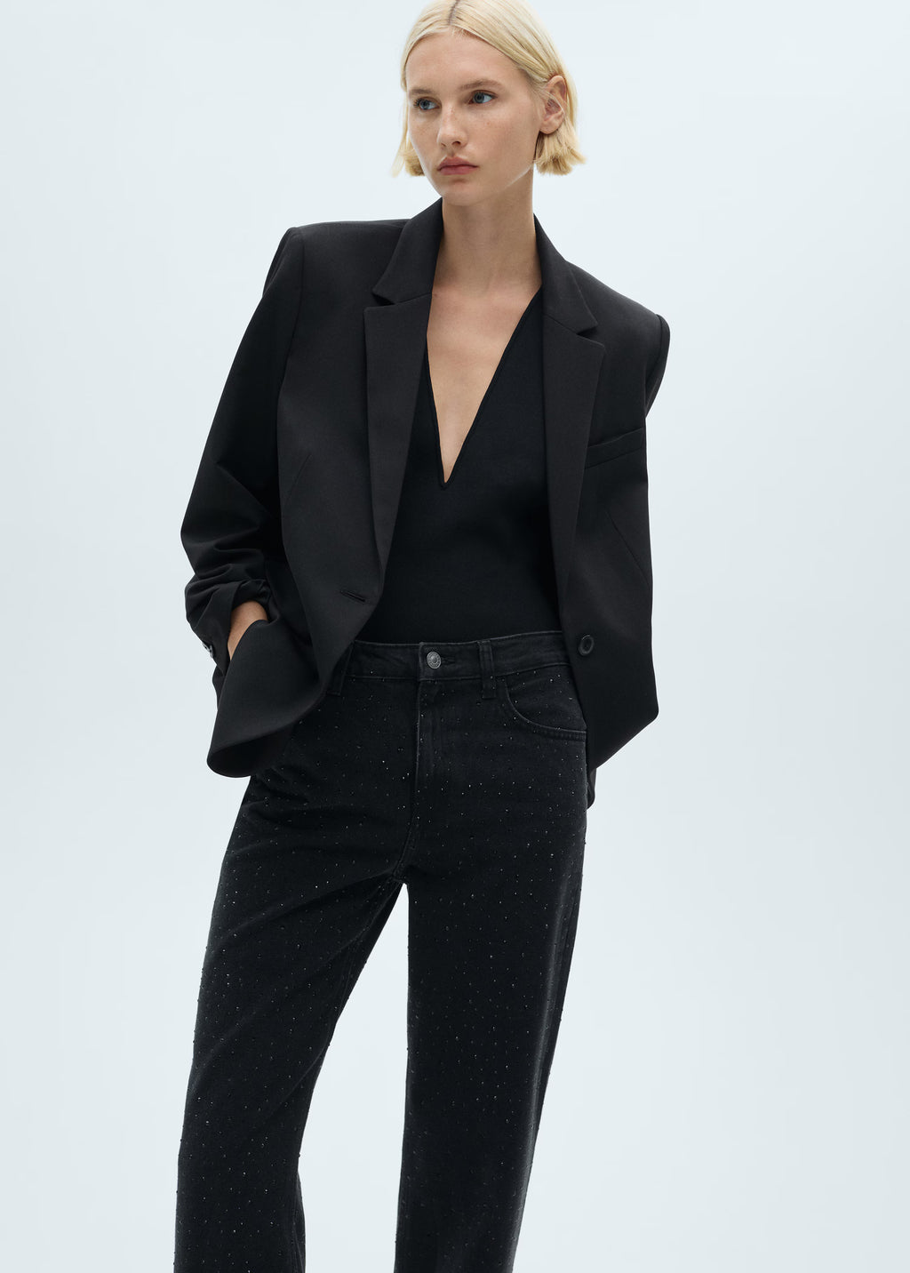 Straight Jeans with Rhinestone | Glitter Jeans