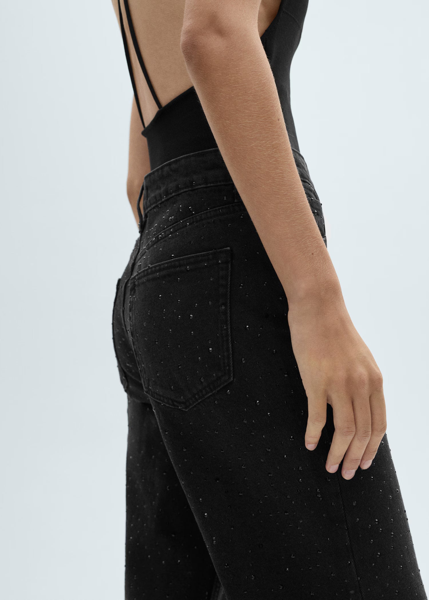 Straight Jeans with Rhinestone | Glitter Jeans